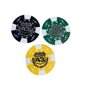 Harley Davidson Poker Chips Dealer Lot of 3 ROUTE 43 SHEBOYGAN WI